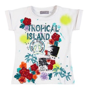 Boboli T-Shirt Tropical Island in weiß